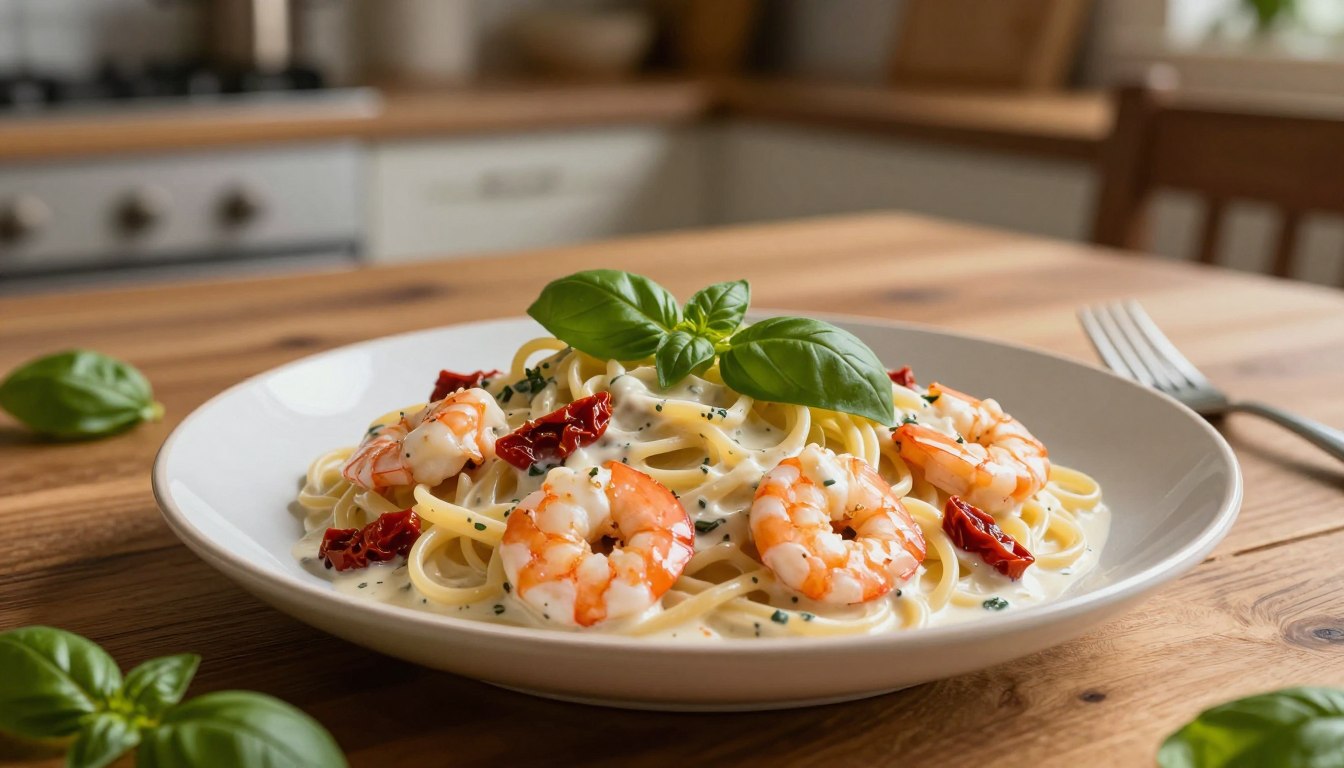 Creamy Tuscan Shrimp Linguine